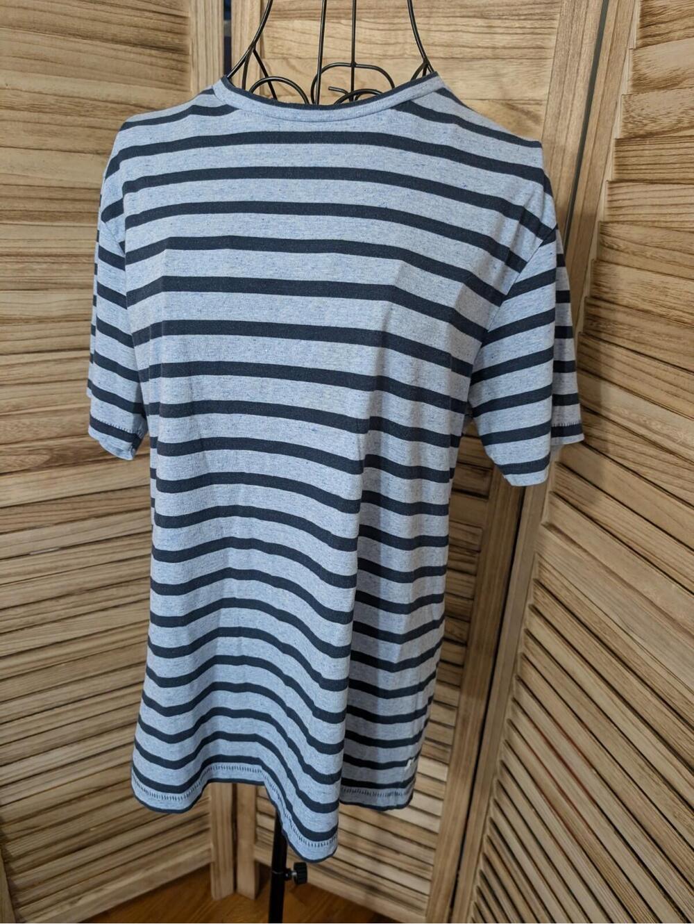 Denim & flower Striped Tee Shirt Sz M short sleeve crewneck top